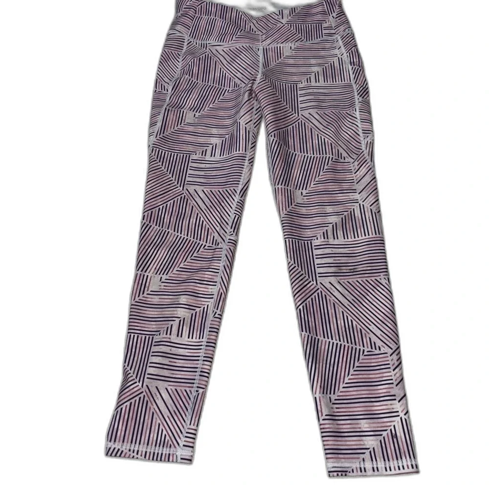 Calia by Carrie Underwood Energize Printed 7/8th Multi Stripe Eggplant Size M - Picture 3 of 9